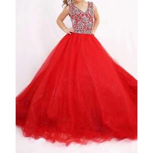 NEW AVA PRESLEY girls embellished bodice long gown in red